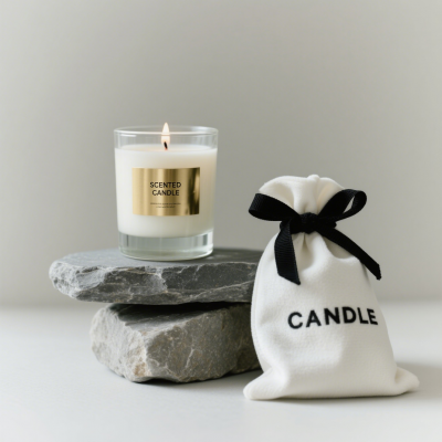 Matte Black and Frosted White Scented Glass Candle