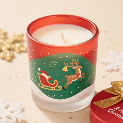 8×9cm Christmas atmosphere scented candle set with gift box packaging