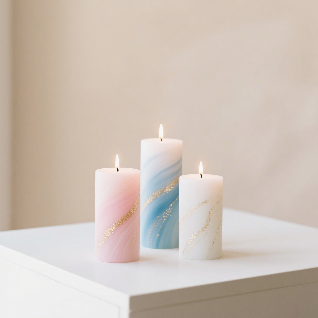 Custom Luxury Marble Gradient Pillar Candles