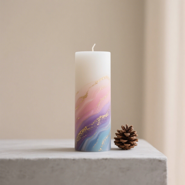 Custom Luxury Marble Gradient Pillar Candles
