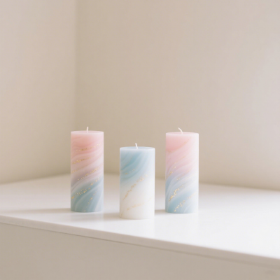 Custom Luxury Marble Gradient Pillar Candles