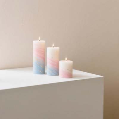 Custom Luxury Marble Gradient Pillar Candles