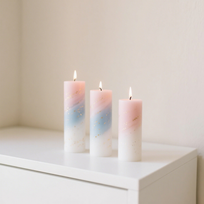 Custom Luxury Marble Gradient Pillar Candles