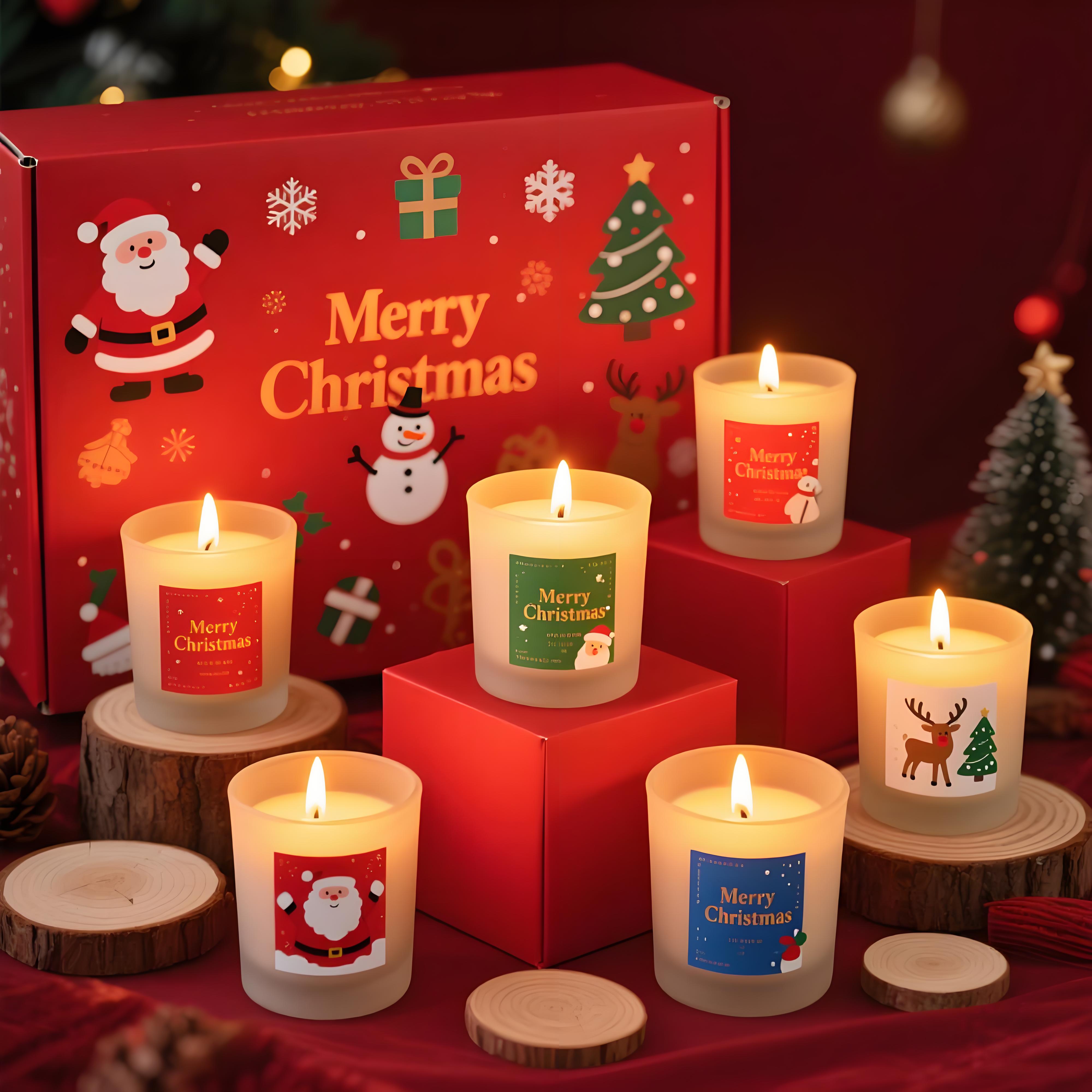 6 Pack Christmas Jar Scented Candle Gift Set with Festive Fragrances