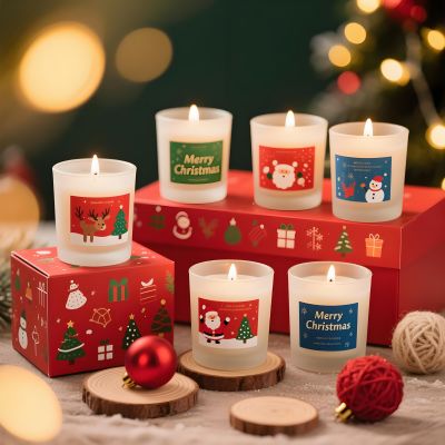 6 Pack Christmas Jar Scented Candle Gift Set with Festive Fragrances