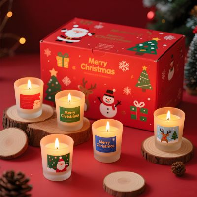 6 Pack Christmas Jar Scented Candle Gift Set with Festive Fragrances