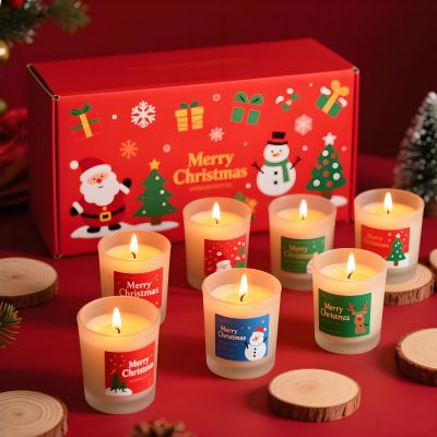 6 Pack Christmas Jar Scented Candle Gift Set with Festive Fragrances