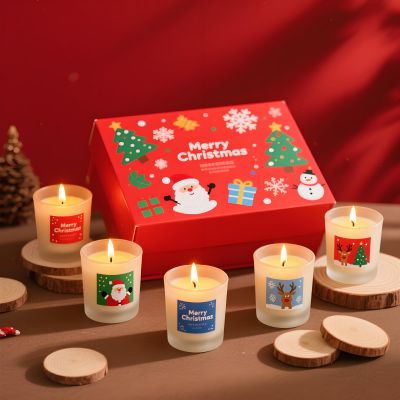 6 Pack Christmas Jar Scented Candle Gift Set with Festive Fragrances