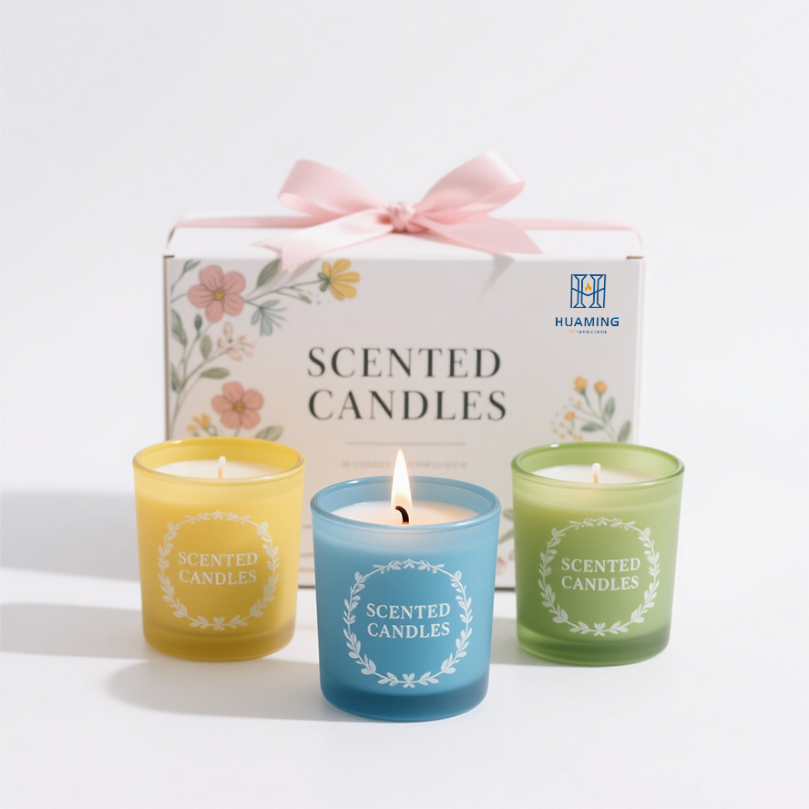 3 PCS Elegant Transparent Glass Jar Scented Candles Set