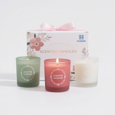 3 PCS Elegant Transparent Glass Jar Scented Candles Set