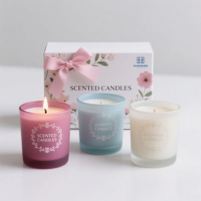 3 PCS Elegant Transparent Glass Jar Scented Candles Set