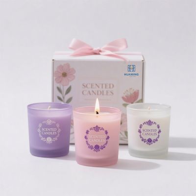 3 PCS Elegant Transparent Glass Jar Scented Candles Set