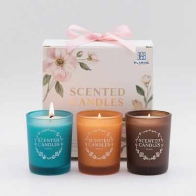 3 PCS Elegant Transparent Glass Jar Scented Candles Set