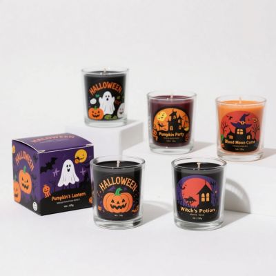 Halloween Black Soy Wax in Glass Jar Scented Candles Set