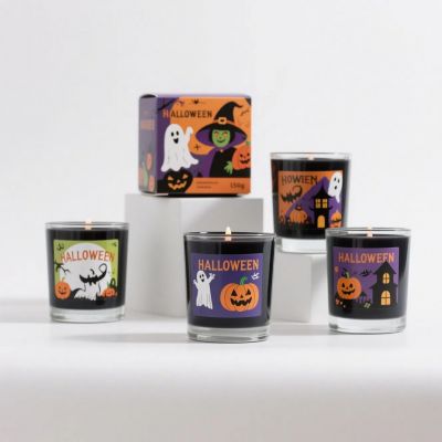 Halloween Black Soy Wax in Glass Jar Scented Candles Set