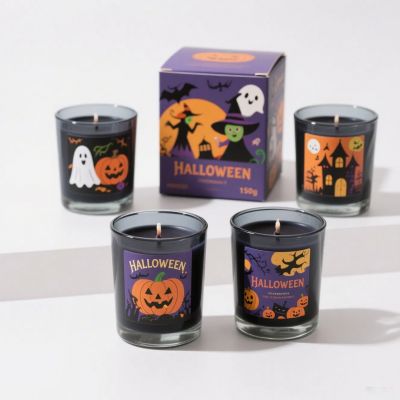 Halloween Black Soy Wax in Glass Jar Scented Candles Set