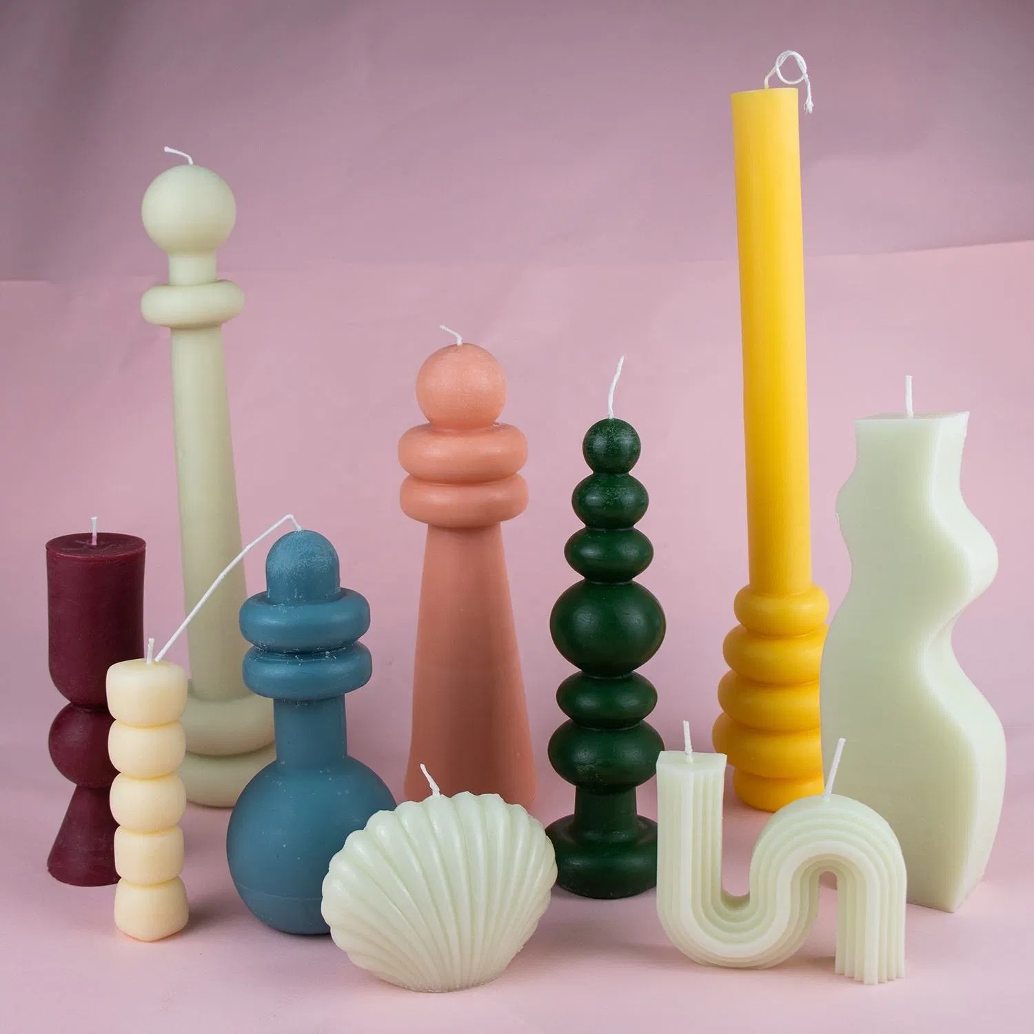 Decorative Wax Candles in Modern Designs