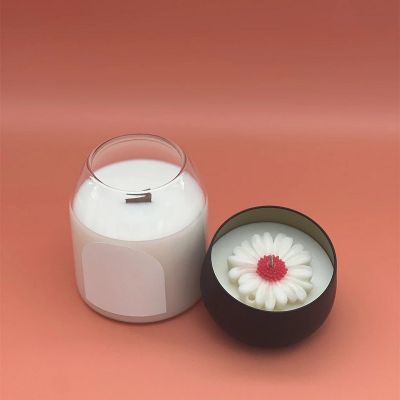 500g Luxury Elegant Borosilicate Glass Jar Scented Soy Candle with Cork Ball Lid