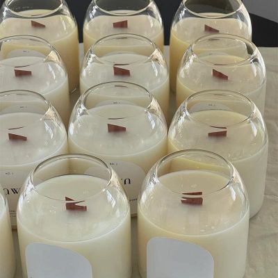 500g Luxury Elegant Borosilicate Glass Jar Scented Soy Candle with Cork Ball Lid