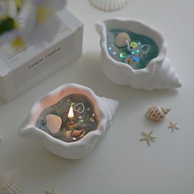 Porcelain conch and starfish candle holders shell-shaped jelly wax scented candle