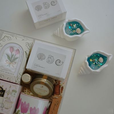 Porcelain conch and starfish candle holders shell-shaped jelly wax scented candle