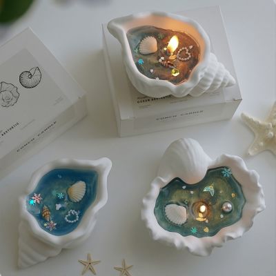 Porcelain conch and starfish candle holders shell-shaped jelly wax scented candle