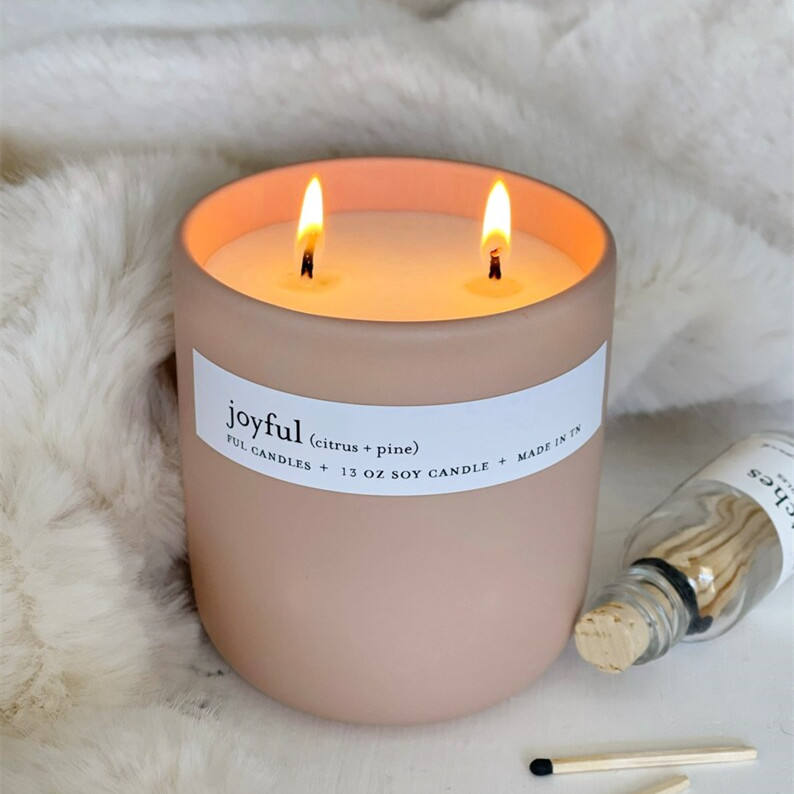 Pink Ceramic Aromatherapy Massage Candle with Wooden Lid