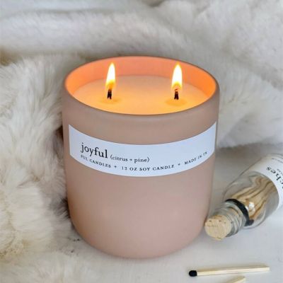 Pink Ceramic Aromatherapy Massage Candle with Wooden Lid