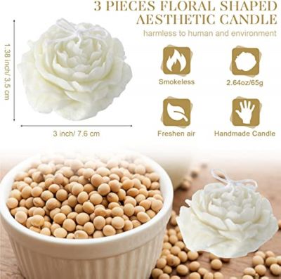 Realistic Floral Peony Flower Shaped Decorative Soy Wax Candle