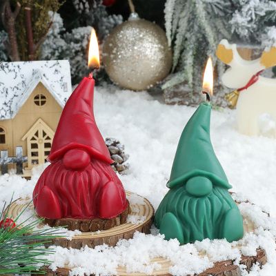 Red and green Christmas elf dwarf festive decoration candle