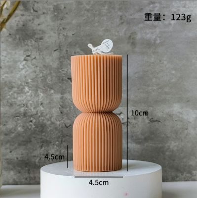 4.5x10cm Geometric Luxury Caramel Color Art Pillar Candle for Home Decor