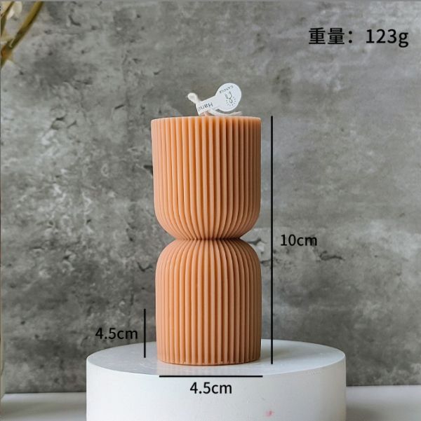 4.5x10cm Geometric Luxury Caramel Color Art Pillar Candle for Home Decor