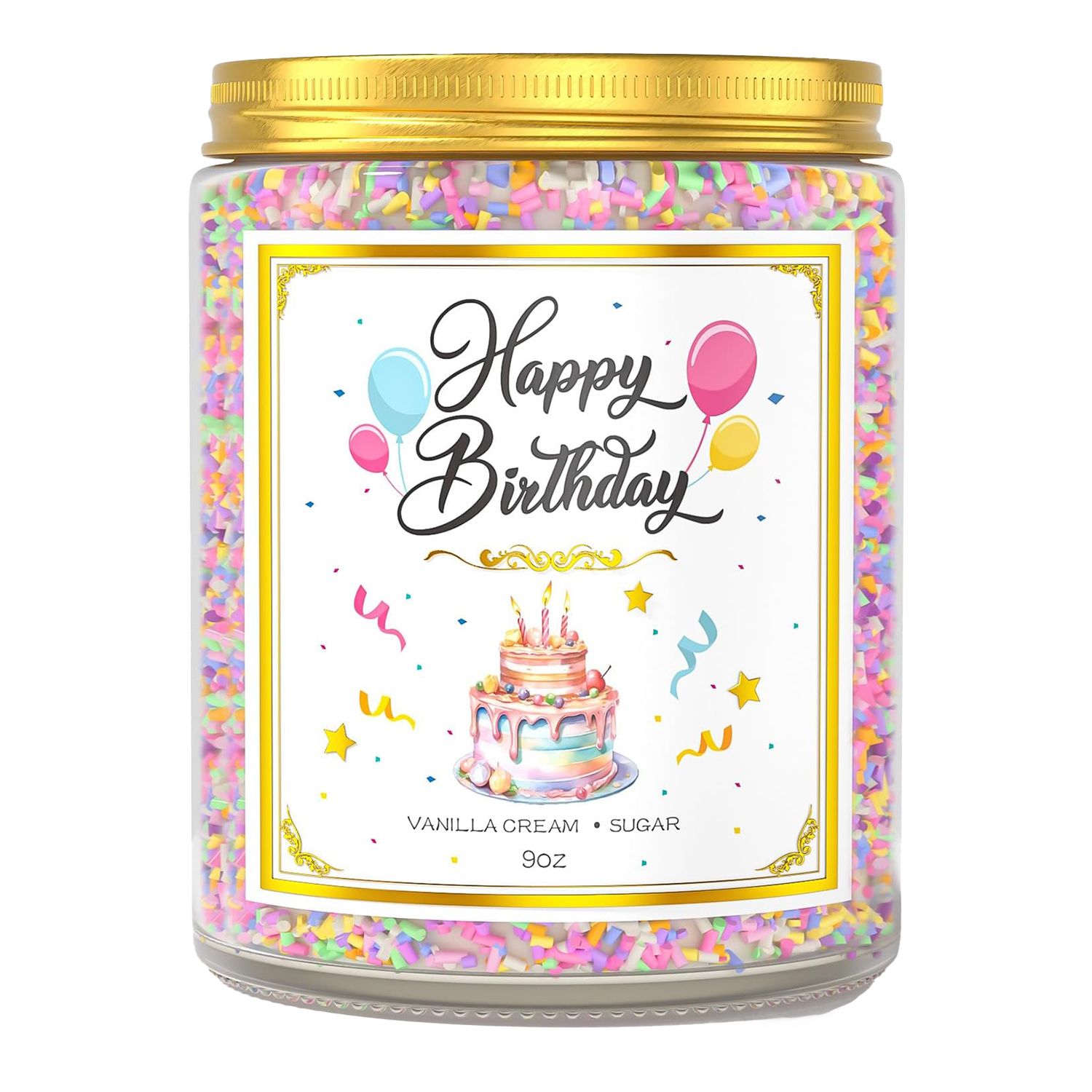 8x9cm Natural Soy Wax Scented Happy Birthday Candle with Vanilla Scent. Best creative birthday gift for women, men, moms