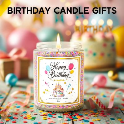 8x9cm Natural Soy Wax Scented Happy Birthday Candle with Vanilla Scent. Best creative birthday gift for women, men, moms