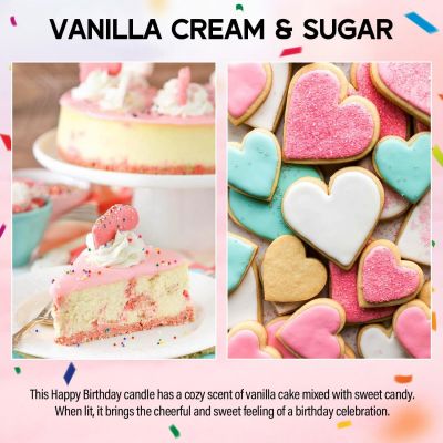 8x9cm Natural Soy Wax Scented Happy Birthday Candle with Vanilla Scent. Best creative birthday gift for women, men, moms