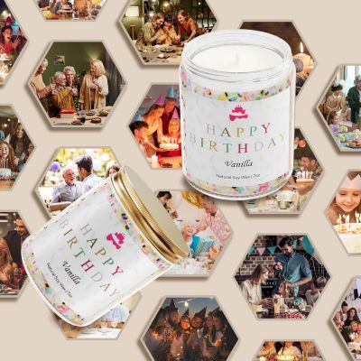 Lihome Happy Birthday Candle Birthday Gifts for Women, Men, Mom, Dad Natural Soy Wax Vanilla Scented Candles