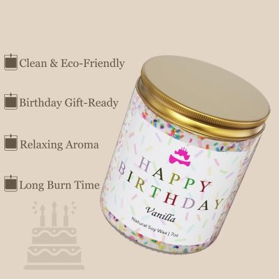Lihome Happy Birthday Candle Birthday Gifts for Women, Men, Mom, Dad Natural Soy Wax Vanilla Scented Candles