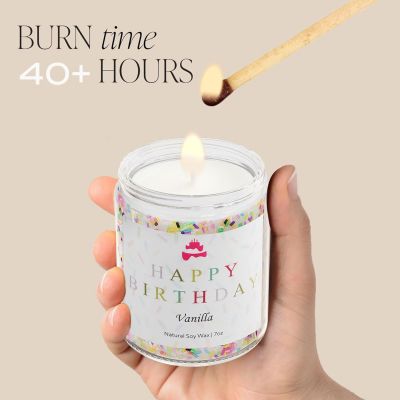 Lihome Happy Birthday Candle Birthday Gifts for Women, Men, Mom, Dad Natural Soy Wax Vanilla Scented Candles