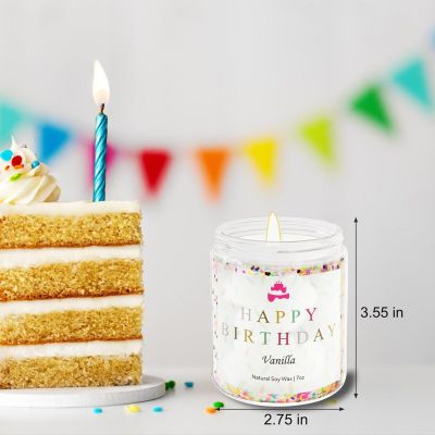 Lihome Happy Birthday Candle Birthday Gifts for Women, Men, Mom, Dad Natural Soy Wax Vanilla Scented Candles