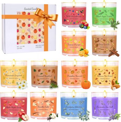 12 Pack Fall Scented Bulk  Mini Candle Gift Set for Home Birthday Halloween Christmas Birthday